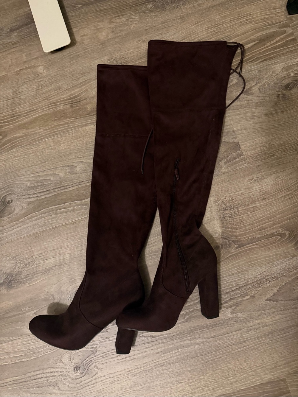 Over-the-Knee Women's Heeled Boots - Dark Brown Suede
